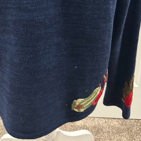 Tiara International Autum Fall leaves zip embroidered cardigan sweater medium - Picture 2 of 5